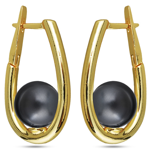 Серьги (Майорка 12мм черная матовая; покрытие золото)