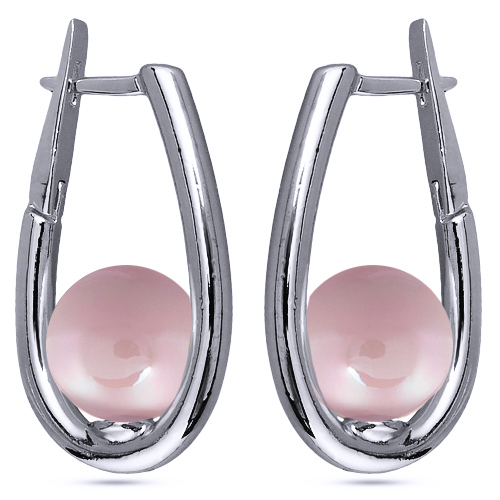 Серьги (Майорка 12мм холодно-розовая; покрытие родий)