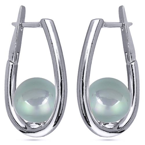 Серьги (Майорка 12мм голубая; покрытие родий)