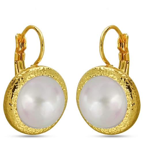 Серьги (Майорка 12мм белая; покрытие золото)