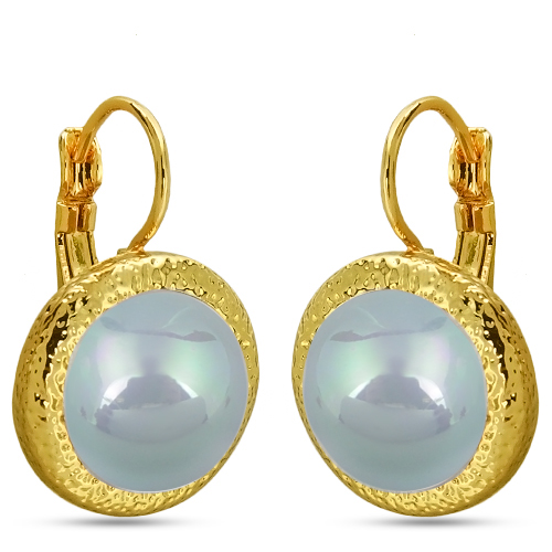 Серьги (Майорка 12 мм голубая; покрытие золото)