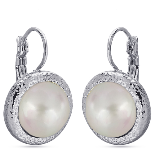 Серьги (Майорка 12мм белая; покрытие родий)