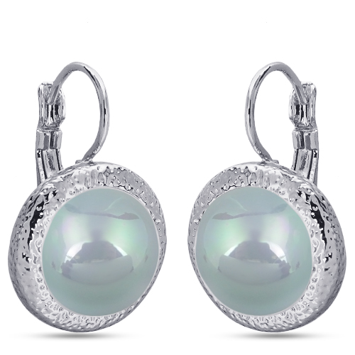 Серьги (Майорка 12 мм голубая; покрытие родий)