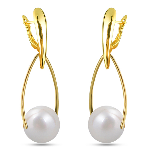 Серьги (Майорка 16мм белая; покрытие золото)