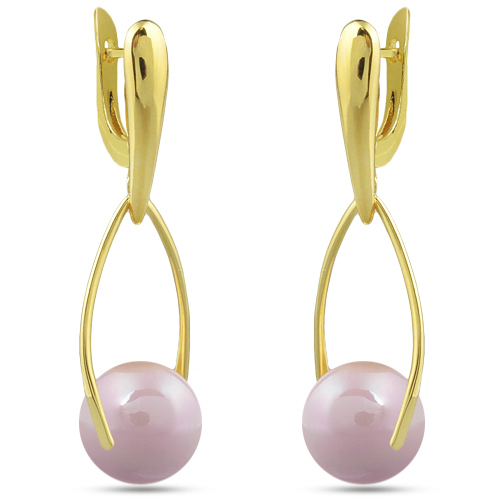 Серьги (Майорка 16мм розовая; покрытие золото)