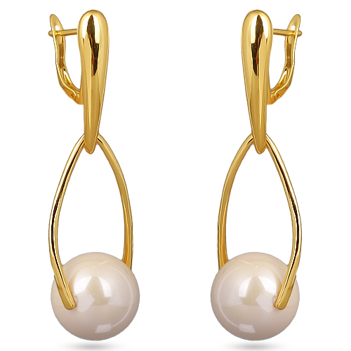 Серьги (Майорка 16мм нежный персик; покрытие золото)