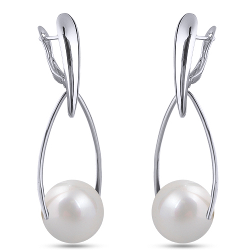 Серьги (Майорка 16мм белая; покрытие родий)