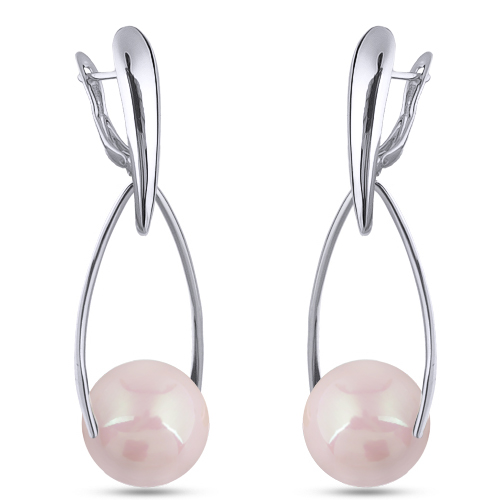 Серьги (Майорка 16мм холодно-розовая; покрытие родий)