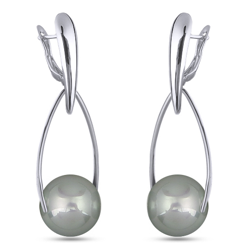 Серьги (Майорка 16мм мятная; покрытие родий)