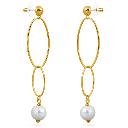 Серьги (Майорка 12мм белая; покрытие золото)