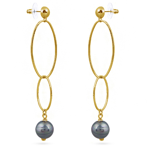 Серьги (Майорка 12мм серо-голубая; покрытие золото)