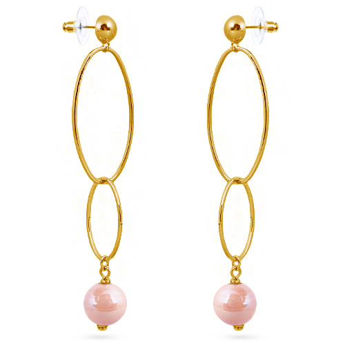 Серьги (Майорка 12мм нежный персик; покрытие золото)