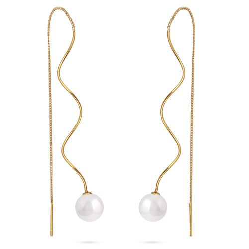 Серьги (Майорка 12мм белая; покрытие золото)