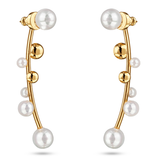 Серьги Просекко (Майорка 4-8мм белая; покрытие золото)