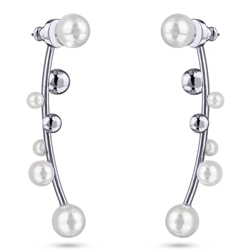 Серьги Просекко (Майорка 4-8мм белая; покрытие родий)