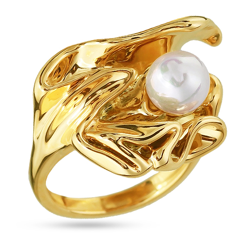 Кольцо (Майорка 7мм белая; покрытие золото)