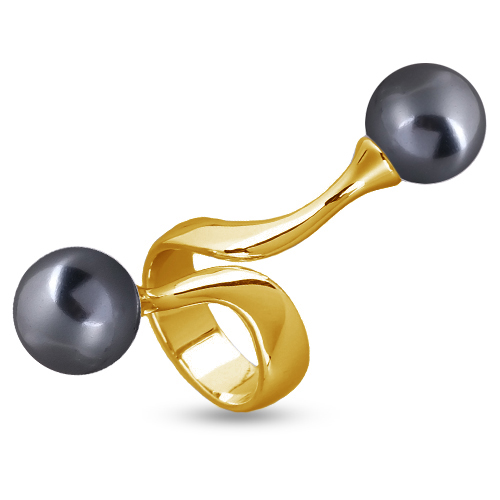 Кольцо (Майорка 12мм темно-серая; покрытие золото)