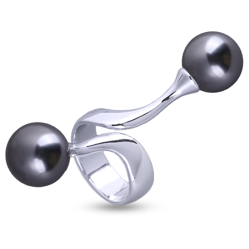 Кольцо (Майорка 12мм темно-серый; покрытие родий)