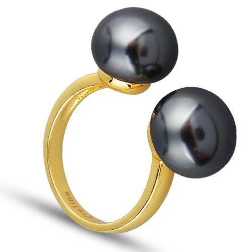 Кольцо (Майорка 12мм темно-серая; покрытие золото)