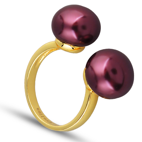 Кольцо (Майорка 12мм бургунди; покрытие золото)