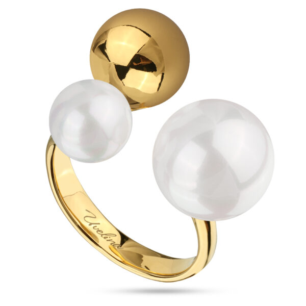 Кольцо Просекко (Майорка 8-12 мм белая; покрытие золото)