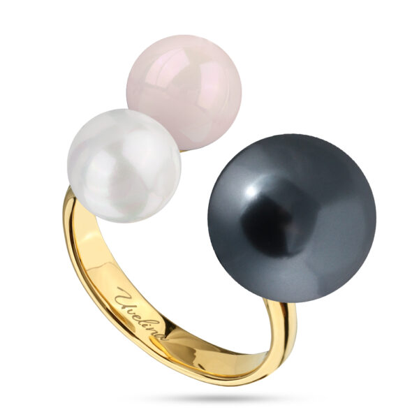 Кольцо Акварель (Майорка 10-12мм белая, розовая, темно-серая; золото)