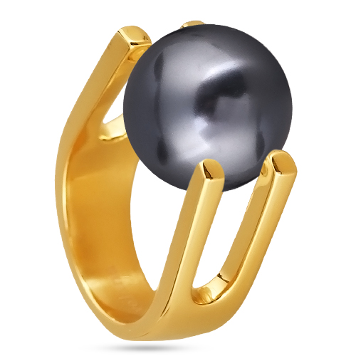 Кольцо (Майорка 14мм темно-серая; покрытие золото)