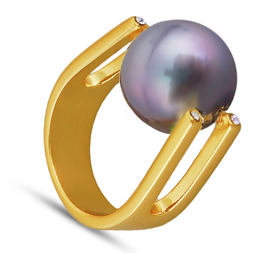 Кольцо (Майорка 14мм серо-голубая; покрытие золото)