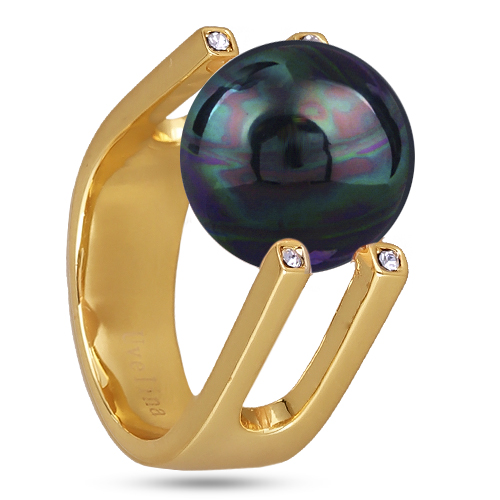 Кольцо (Майорка 14мм темно-серый хамелеон; покрытие золото)