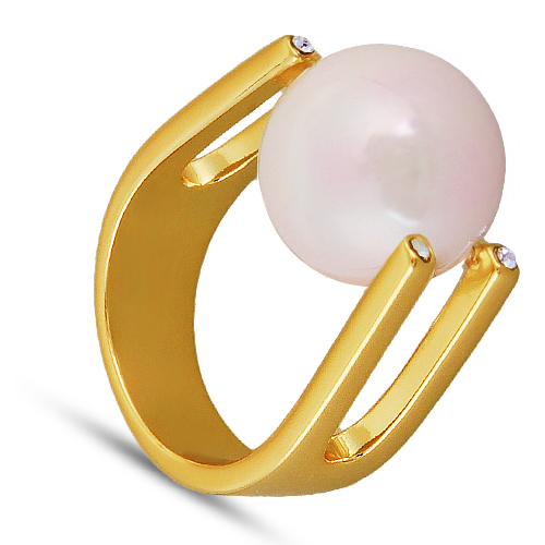 Кольцо (Майорка 14мм медовая роса; покрытие золото)