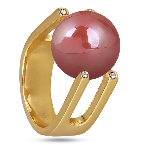 Кольцо (Майорка 14мм коралл; покрытие золото)