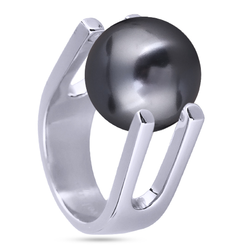 Кольцо (Майорка 14мм темно-серая; покрытие родий)