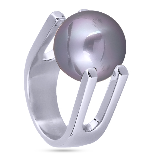 Кольцо (Майорка 14мм серо-голубая; покрытие родий)