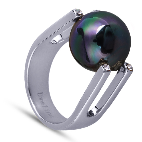 Кольцо (Майорка 14мм темно-серый хамелеон; покрытие родий)