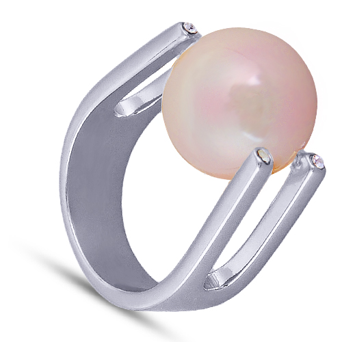 Кольцо (Майорка 14мм нежный персик; покрытие родий)