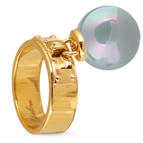 Кольцо (Майорка 14мм голубая; покрытие золото)