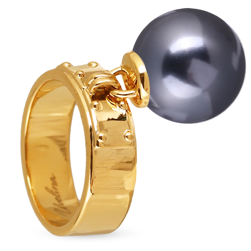 Кольцо (Майорка 14мм темно-серая; покрытие золото)