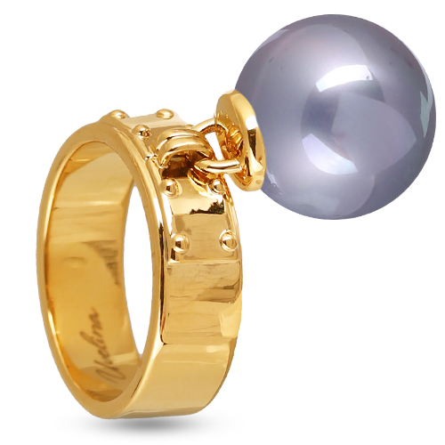 Кольцо (Майорка 14мм серо-голубая; покрытие золото)