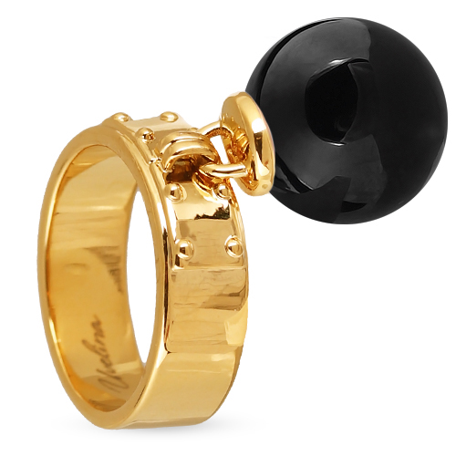 Кольцо (Майорка 14мм черный глянец; покрытие золото)