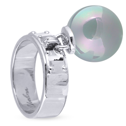 Кольцо (Майорка 14мм голубая; покрытие родий)