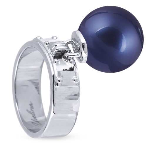 Кольцо (Майорка 14мм черничная; покрытие родий)