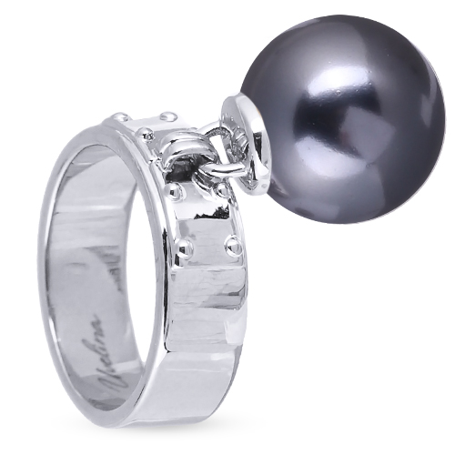 Кольцо (Майорка 14мм темно-серая; покрытие родий)