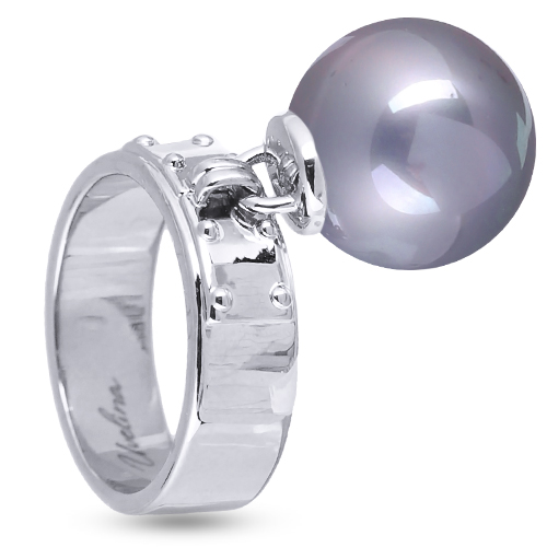 Кольцо (Майорка 14мм серо-голубая; покрытие родий)