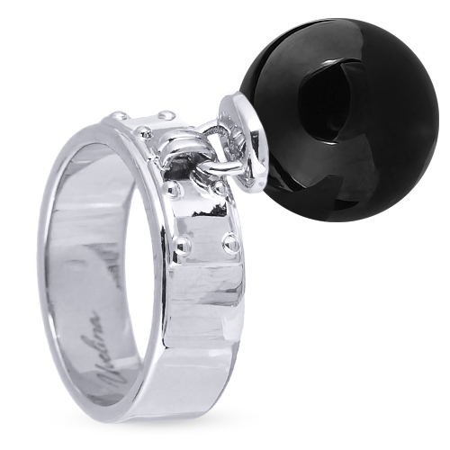Кольцо (Майорка 14мм черный глянец; покрытие родий)