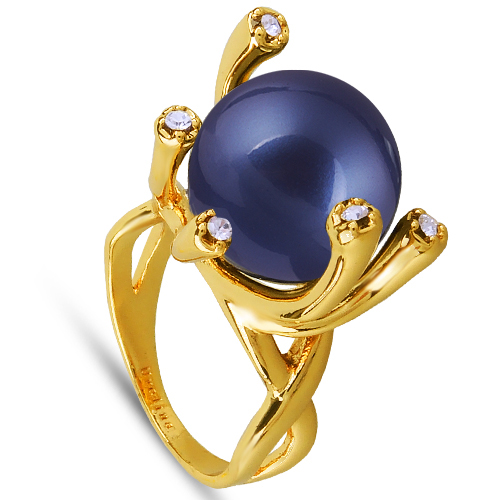 Кольцо (Майорка 14мм черничная; покрытие золото)