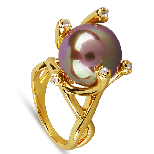 Кольцо (Майорка 14мм шоколад; покрытие золото)