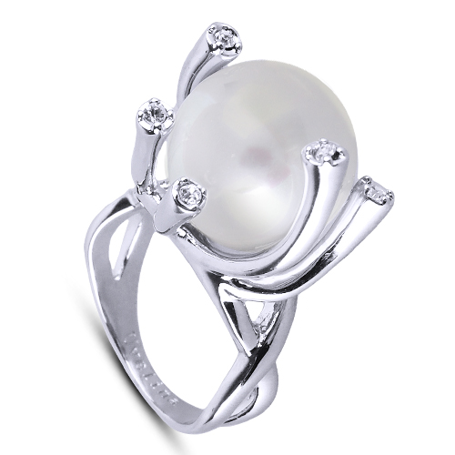 Кольцо (Майорка 14мм белая; покрытие родий)