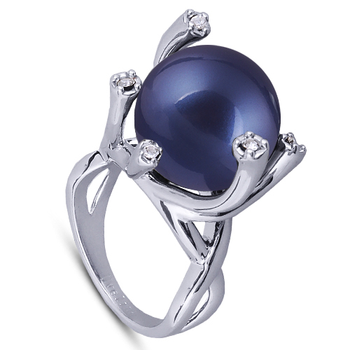 Кольцо (Майорка 14мм черничная; покрытие родий)