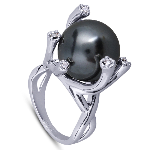 Кольцо (Майорка 14мм темно-серая; покрытие родий)