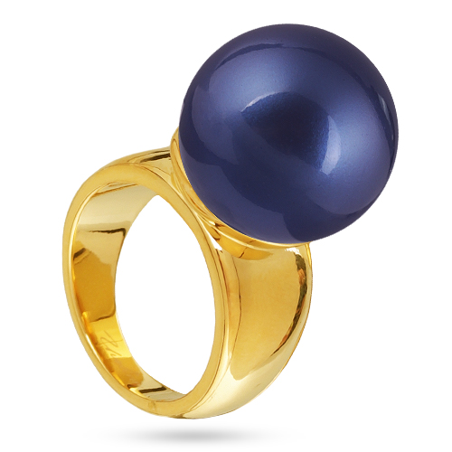 Кольцо (Майорка 16мм черничная; покрытие золото)